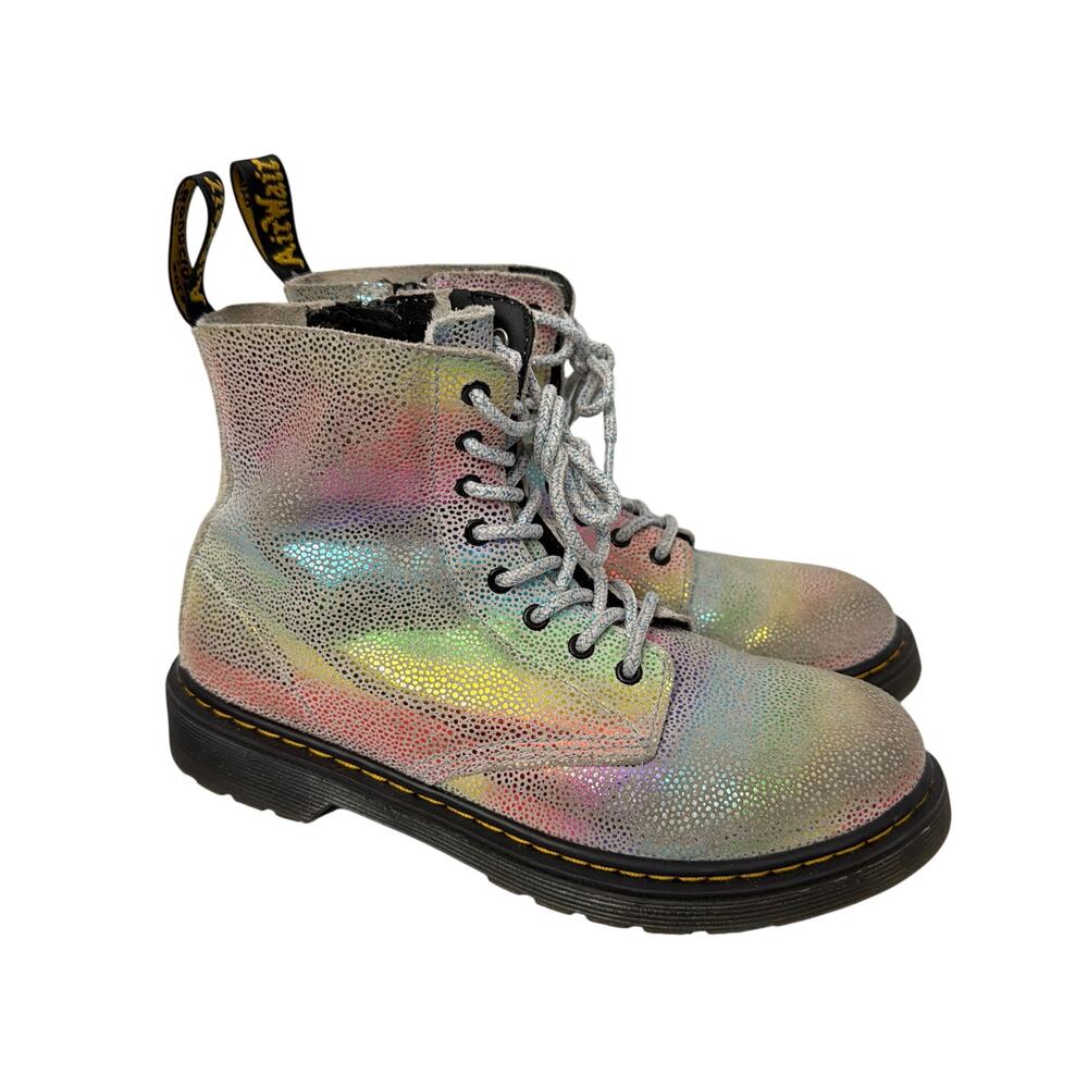 Dr Martens Boots Girls Size 5 Rainbow Sparkle 1460 Pascal J Side Zip Shimmer